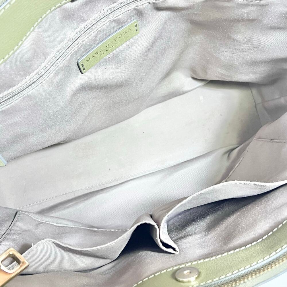 Marc Jacobs Leather Commuter Tote Bag Olive Green Shoulder Bag - Picture 4 of 16